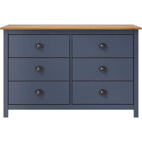 vidaXL Sideboard "Hill" Grey 125x40x80 cm Solid Pine Wood