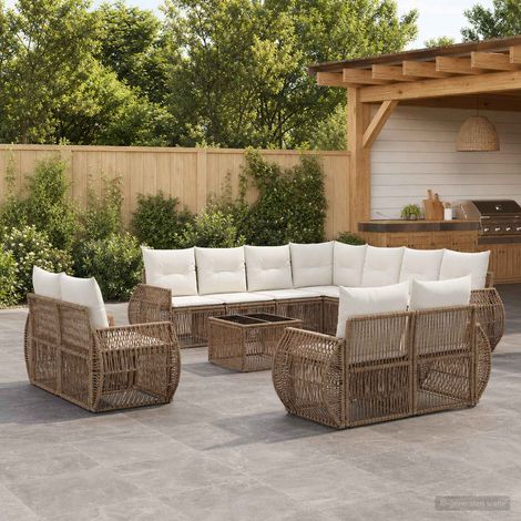 Set Divano da Giardino 12 pz Beige e Bianco Crema polyrattan vidaXL (1/5)