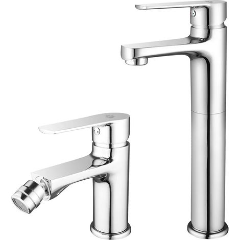 Set miscelatori lavabo alto e bidet cromato con scarico incluso Juliette (1/5)