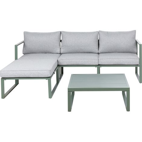 Garten Ecksofa mit Tisch 3-Sitzer OLANG Grün Metall (1/5)
