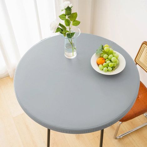 1 Funda redonda impermeable para mesas auxiliares de exterior – Mantel de vinilo para comer en la terraza – 60 cm – Gris (1/5)