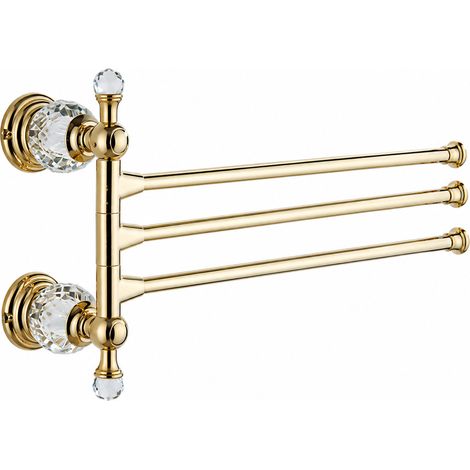 Porte-serviettes mural salle de bain cristal doré 3 barres acier inoxydable 500 g – Livraison gratuite (1/4)