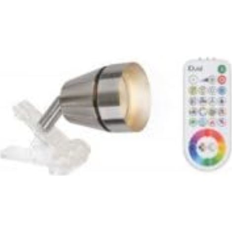 iDual JE2410791 Ivory Clip Spot LED, Acciaio/Plastica, Nichel Spazzolato [Classe di efficienza energetica A] (1/5)
