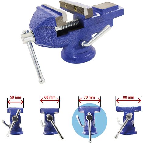 Bituxx Schraubstock Tischschraubstock Handschraubstock Werkbank Werkstatt Drehbar 360 Grad 70 mm mit Amboss und Tischklemme