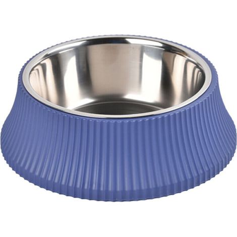 Colonne romaine bol pour animaux de compagnie anti-renversement détachable en acier inoxydable bol de nourriture bleu grand cercle