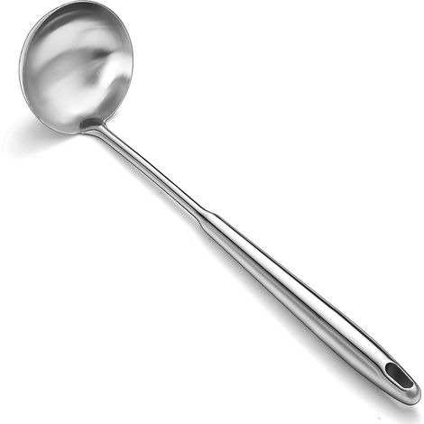 Louche à soupe en acier inoxydable – Louche extra profonde de grande capacité avec long manche creux, passe au lave-vaisselle, facile à nettoyer, idéale pour la soupe, le ragoût, le bouillon et (1/5)