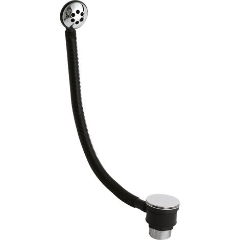 Bath Push Button Waste with Round Overflow for Baths up to 3mm Thick - Chrome