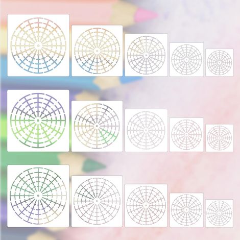 Lot de 15 pochoirs de peinture à pois mandala, 8/12/16 segment 3/4/5/5/6/20 pouces, pochoirs réutilisables pour bricolage, mur, carrelage, papier, tissu, verre, métal (1/5)