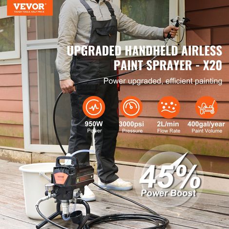 Système de Peinture par Pulvérisation 950 W 3000 PSI Pulvérisateur sans Air Portable 2 L/min Pistolet de Peinture avec Tuyau 15 m p… (1/5)