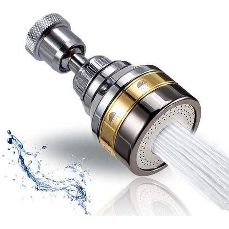 Rallonge de robinet rotative à 3 modes, rotation grand angle à 360°, accessoire de robinet d'évier de cuisine avec finition chromée, convient aux cuisines, jardins et salles de bains. (1/5)