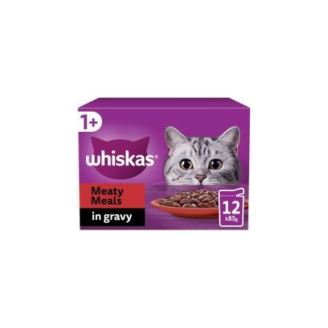 Whiskas 1+ Meaty Meals Adult Wet Cat Food Pouches in Gravy 1 - 85g - 811963