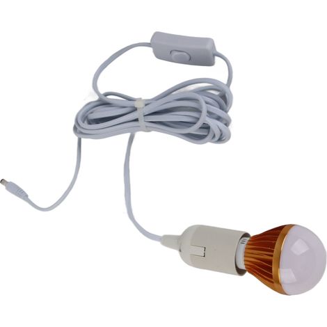 Ampoule LED solaire spirale E27 blanche pour tentes de camping, 12 V 5 W, avec câble d'alimentation CC de 3 mètres (1/5)