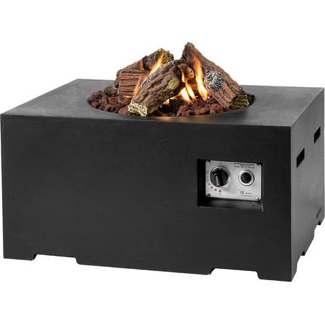 Happy Cocooning Mania Feuertisch klein schwarz 12 kW rechteckig inkl. 5kg Lavasteine (1/4)