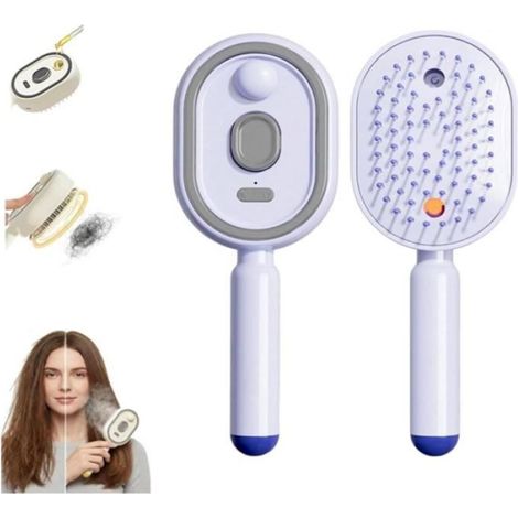 Brosse à vapeur électrique, fer à lisser à vapeur rechargeable avec spray, peigne démêlant antistatique 3 en 1 et massage à coussin (1/5)