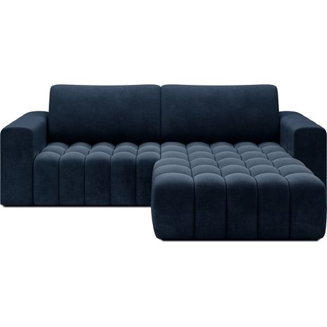 Canapé d'angle droit convertible Clovis Velours Bleu (1/5)