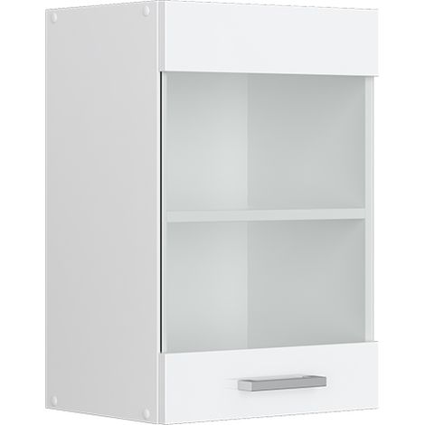 Pensile universale R-Line, Bianco lucido, 40 cm con anta in vetro, Vicco