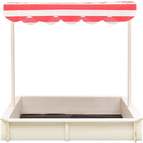 vidaXL Arenero con tejado ajustable madera abeto blanco y rojo UV50 (1/2)