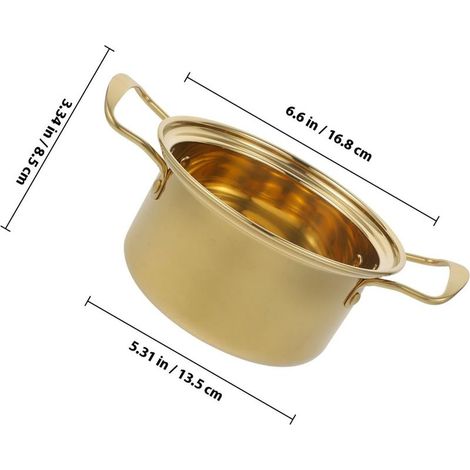 Marmite en inox avec couvercle, dorée, cuiseur à ramen individuel, 1 pièce