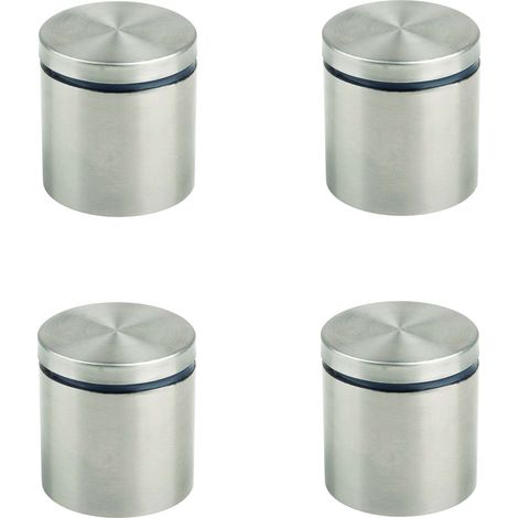 Cyclingcolors – Lot de 4 supports de vitre imitation inox – Avec joint en plastique – Ø40mm pour fixation miroir et étagère – Capacité de charge 50kg