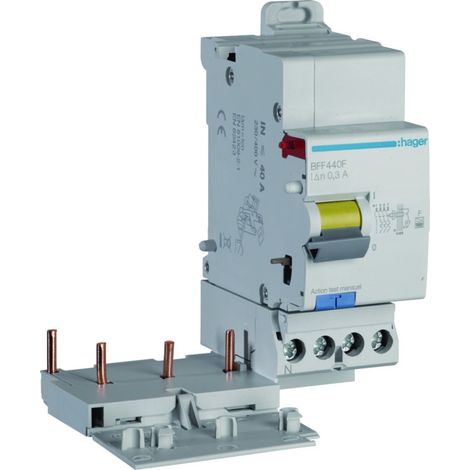 Bloc différentiel 3P+N 40A 300mA type F - HAGER BFF440F (1/5)