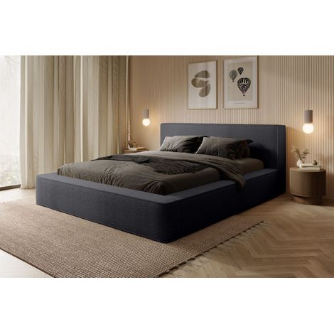 Polsterbett Doppelbett OMAHA 140x200cm in Stoff Euphoria Anthrazit (1/5)