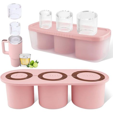 ®RisingFF Bac à glaçons en verre de 30 oz, moules à glaçons en silicone avec couvercle et plateau (1/5)