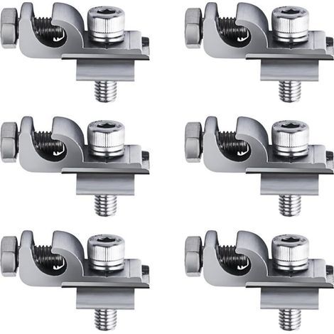 Pince de mise à la terre, 6 pièces, Clips de mise à terre pour panneau solaire, Aluminium lug standard, Support de montage pour panneau solaire, bornes à anneaux photovoltaïques