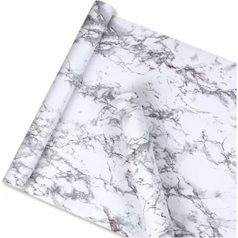 Paper painted self-adhesive in marble, paper painted white to shovel and to stick, for the home, the living room and the kitchen, decoration (1/5)