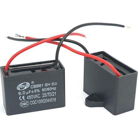 2 condensateurs de courant pour moteur de ventilateur CBB61 450 V CA 50/60 Hz 6 µF DENUOTOP (1/2)
