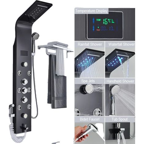 Sistema de panel de ducha LED, control de tres niveles, montaje en pared. (1/2)