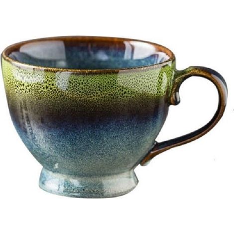 Tasse à café en porcelaine - 400 ml - Grande tasse à café - En faïence - Avec anse - Style vintage - Cadeau pour Saint-Valentin, fête des mères, anniversaire, Noël, Nouvel An - Vert (1/5)