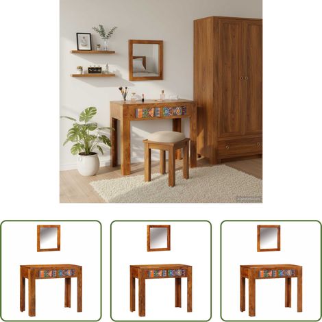 Schminktisch Braun - Schminktisch Braun 90 x 45 x 75 cm Massivholz Akazie (1/5)