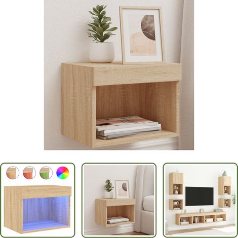 LED-Leuchten - Wand-Nachttisch mit LED-Leuchten Sonoma-Eiche (1/5)