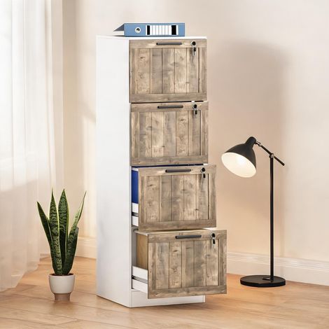 Meuble de rangement de bureau blanco y Marrón 39,4 x 40 x 129 cm (1/5)