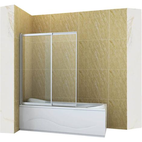 Pare-baignoire rabattable SPENCER Silla, paroi de baignoire 120x150 cm en verre trempé, installation murale facile, design moderne, Chromé