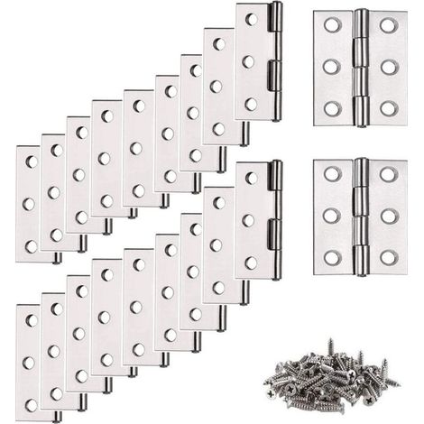 Bisagras de acero inoxidable para puertas plegables, bisagras de piano para gabinete con tornillos, bisagras para muebles para el hogar, 20 unidades