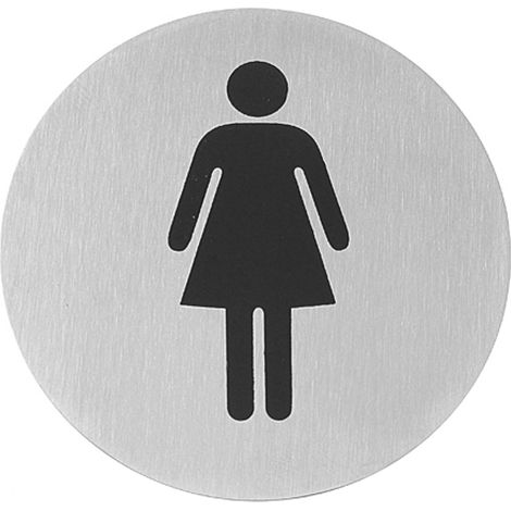 Placa informativa autoadhesiva para puerta de baño MUJER, acero inoxidable, diámetro 75 mm - Hendi 663615