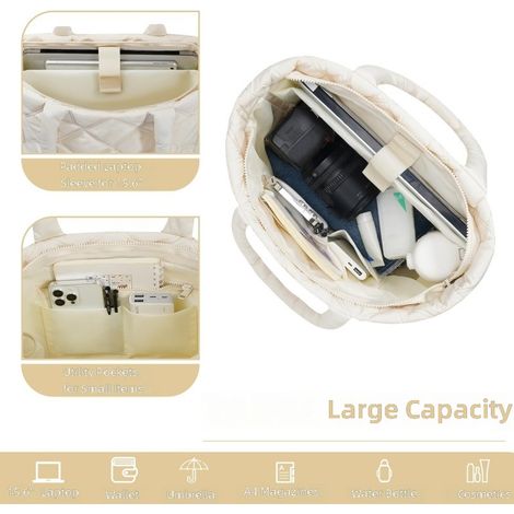 sac portable matelassé ssé pour ordinateur portable femme avec fermeture éclair, à bandoulière 2024 (1/5)