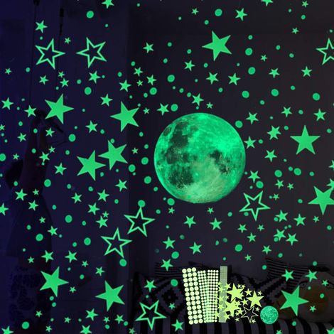 MINKUROW Adesivo Luminoso Adesivo Da Parete Adesivo Da Parete Per Tatuaggi, 435 Stelle Luminose/Punti Luminosi Per Il Tuo Cielo Stellato E Adesivi Luminosi Fluorescenti Per Camerette (1/5)