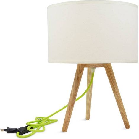 Lampe de table en bois "Kanda" - Blanc (1/3)