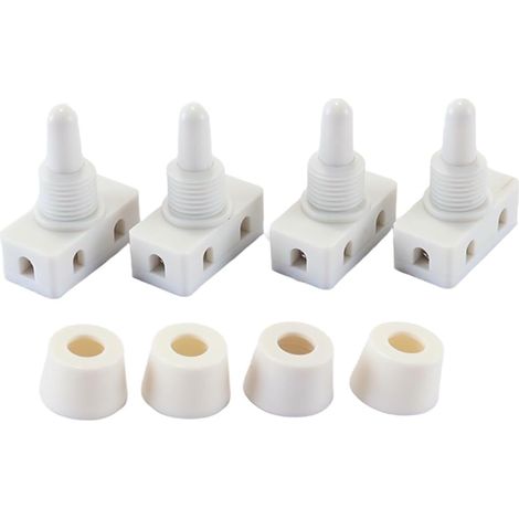 Lot de 4 Boutons Poussoir Marche/arrêt encastrés pour Lampe de Bureau, Refroidisseur d'air, Plastique Blanc (1/5)