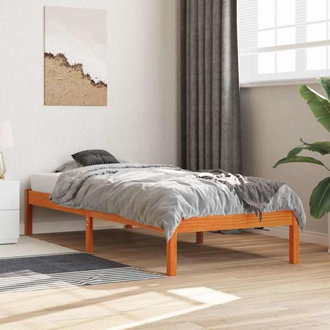 Cama sin colchón madera maciza de pino marrón cera 100x200 cm (1/5)