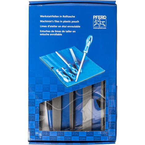 PFERD TOOLS Werkstattfeilen-Set WRU 5-tlg. in Rolltasche 250mm Hieb 3 für Feinbearbeitung, Schlichten (1/4)