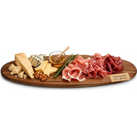 Vassoio Tagliere Ovale in Legno Portata per Aperitivi 52x20cm Accessori Tavola