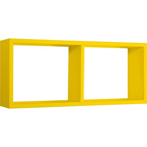 Mensola Rettangolare 2 Scomparti da Parete 70x30x15,5 cm in Fibra di Legno Morgana Giallo Canarino (1/5)