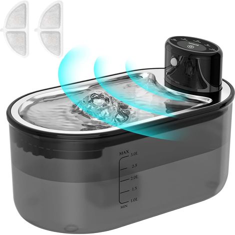 Fontaine à Eau Chat sans Fil 3L avec Batterie 5000mAh Distribution automatique par capteur, bol en acier inoxydable, batterie 5000mAh amovible et 2 filtres inclus (1/5)