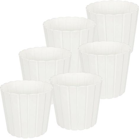 Vaso in plastica per fiori ed erbe aromatiche da balcone o terrazzo, bianco, 29 cm, 6 pezzi.