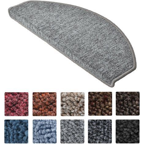 Beautissu ProStair Alfombras pequeñas semicirculares para escaleras (55 x 15 cm), set de 15 unidades Gris claro, 65 x 25 x 4 cm