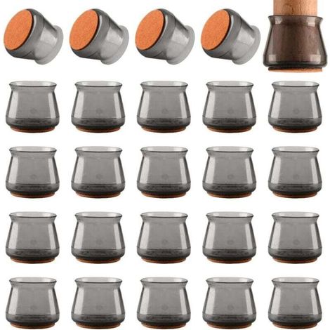 24 Pièces Protection Pied de Chaise,Rond Protege Pied de Chaise,Bouchon Pied de Chaise Tampon Chaise avec Coussinets en Feutre,Patin Chaise Silicone pour Chaises/Meubles-Embout de Chaise Anti-Rayures (1/4)