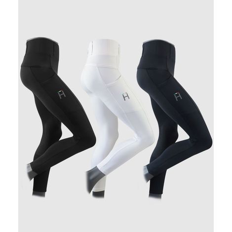 XL, BLU: Leggings per equitazione da donna modello Elvira con grip in silicone al ginocchio